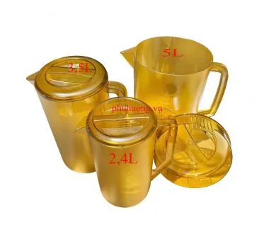 Ca đong nhựa 2,4L nắp vàng (nhựa PC cao cấp)