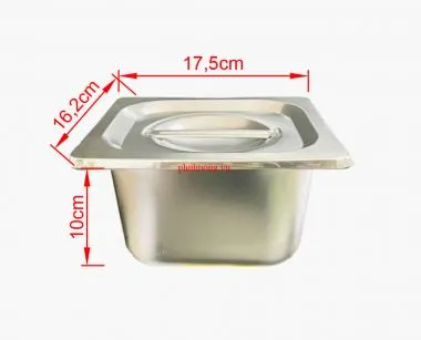 Khay inox 1/6xH100 có nắp