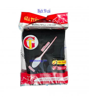 Muỗng cán dài 20cm màu đen - dùng 1 lần, 50c/bịch