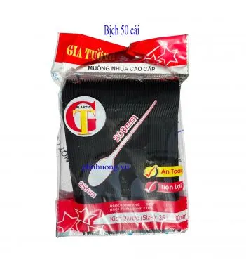 Muỗng cán dài 20cm màu đen - dùng 1 lần, 50c/bịch