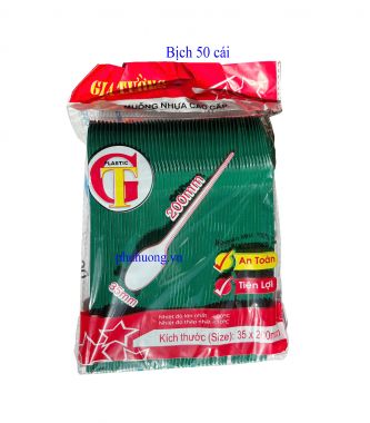 Muỗng cán dài 20cm màu xanh - dùng 1 lần, 50c/bịch