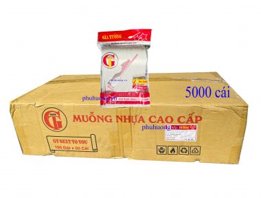 Muỗng nhựa cán dài 20cm - TRẮNG - Thùng 5000 cái