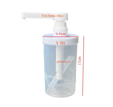 Bình bơm mứt hạt 1L vòi bơm 10cc - Tròn