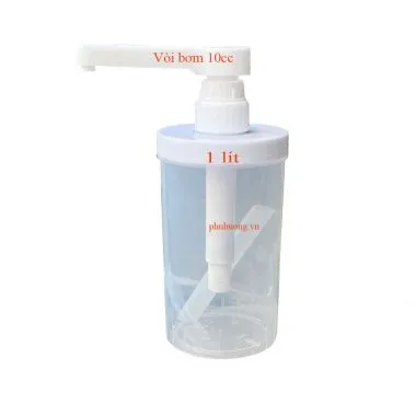 Bình bơm mứt hạt 1L vòi bơm 10cc - Tròn