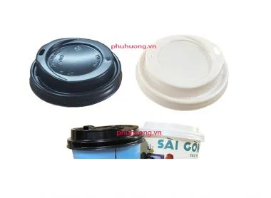 Nắp bằng ly giấy, đen D90 - 50 cái