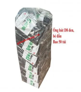 Ống hút cong đen D8 - Bao 50 bịch