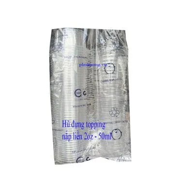 Hộp nhựa tròn đựng topping 2oz nắp liền - 50ml - lốc 50 cái