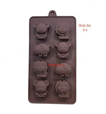 Khuôn silicon hình thú 8 ô