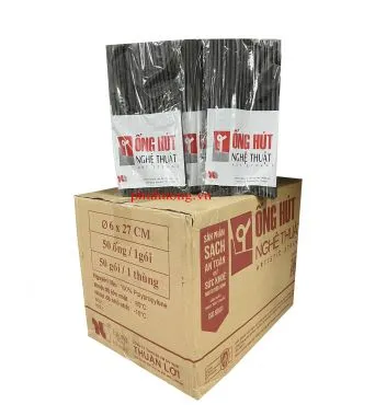 Ống hút nghệ thuật đen - Thùng 50 bịch