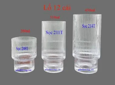 Ly thủy tinh sọc  214T - 450ml (Lố 12 cái)