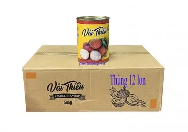 Vải ngâm nước đường lon nhãn vàng CLB 565g - Thùng 12 lon (vải thiều)