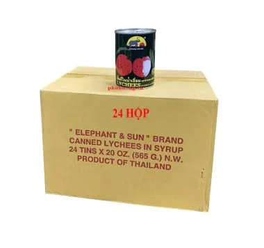 Vải ngâm nước đường - con voi xanh Thái Lan - THÙNG 24 LON