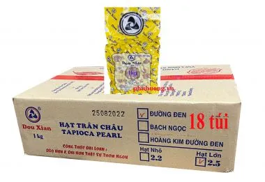 Trân châu đen Dou xian 1 KG - hạt lớn 2.5 - Thùng 18 gói