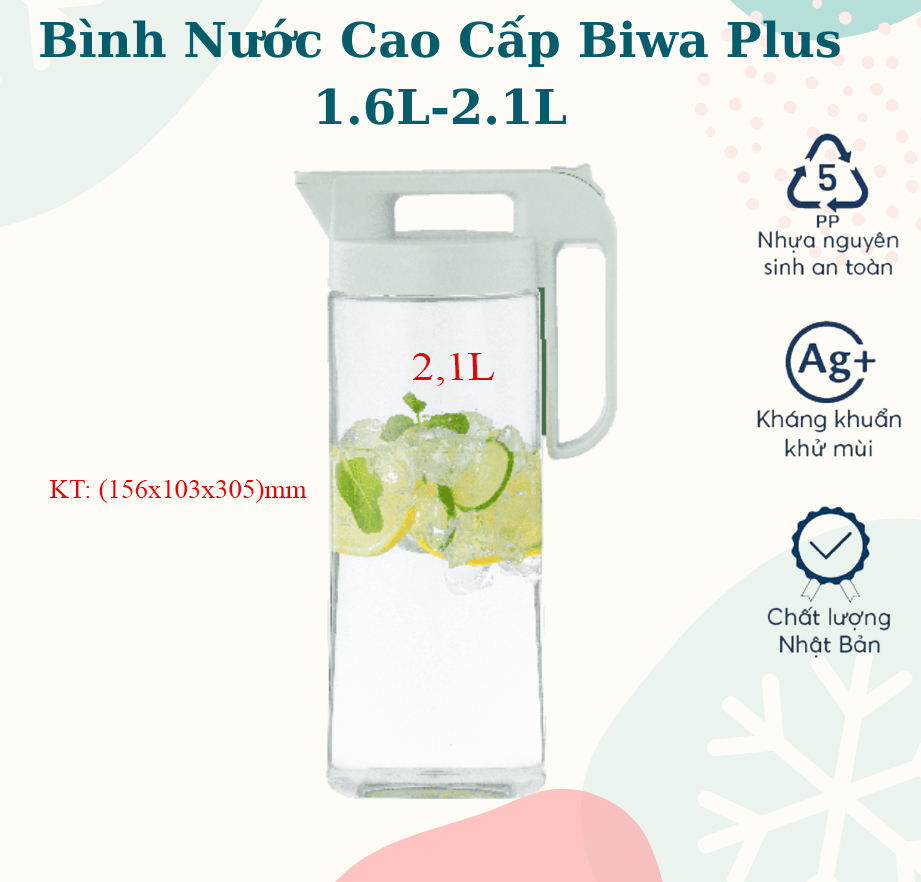 Bình nước cao cấp Biwa Plus 2,1L