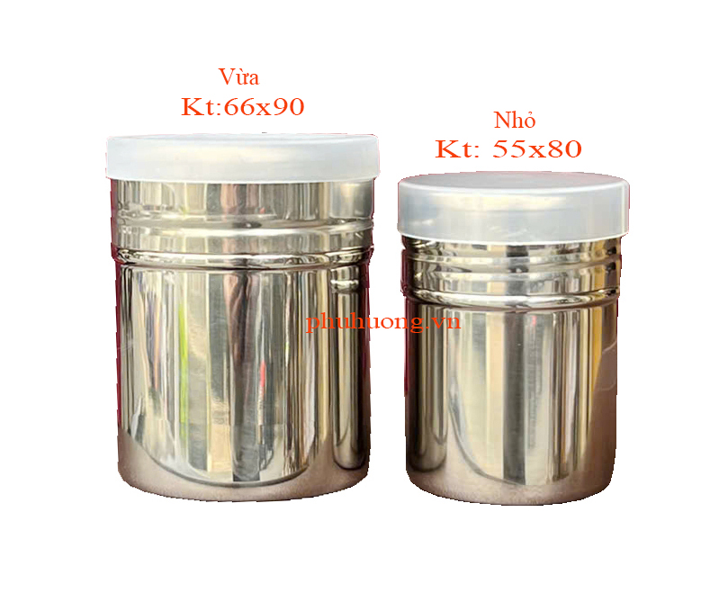 Hũ rắc bột matcha inox vừa - KT: 66x90