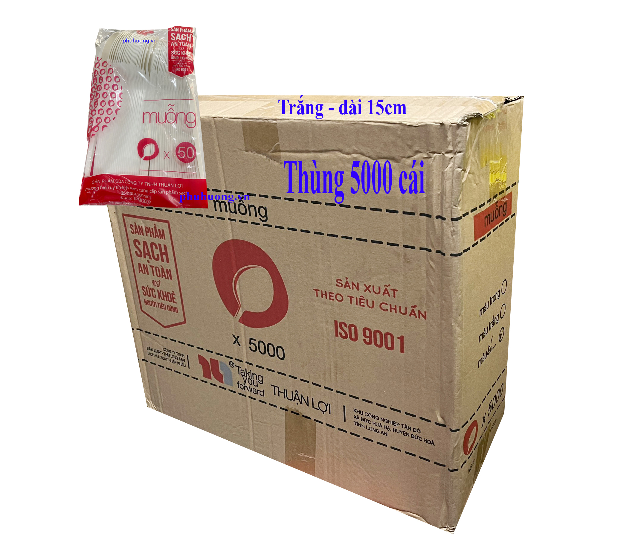 Muỗng nhựa trắng 15cm (cán ngắn) - Thùng 5000 cái