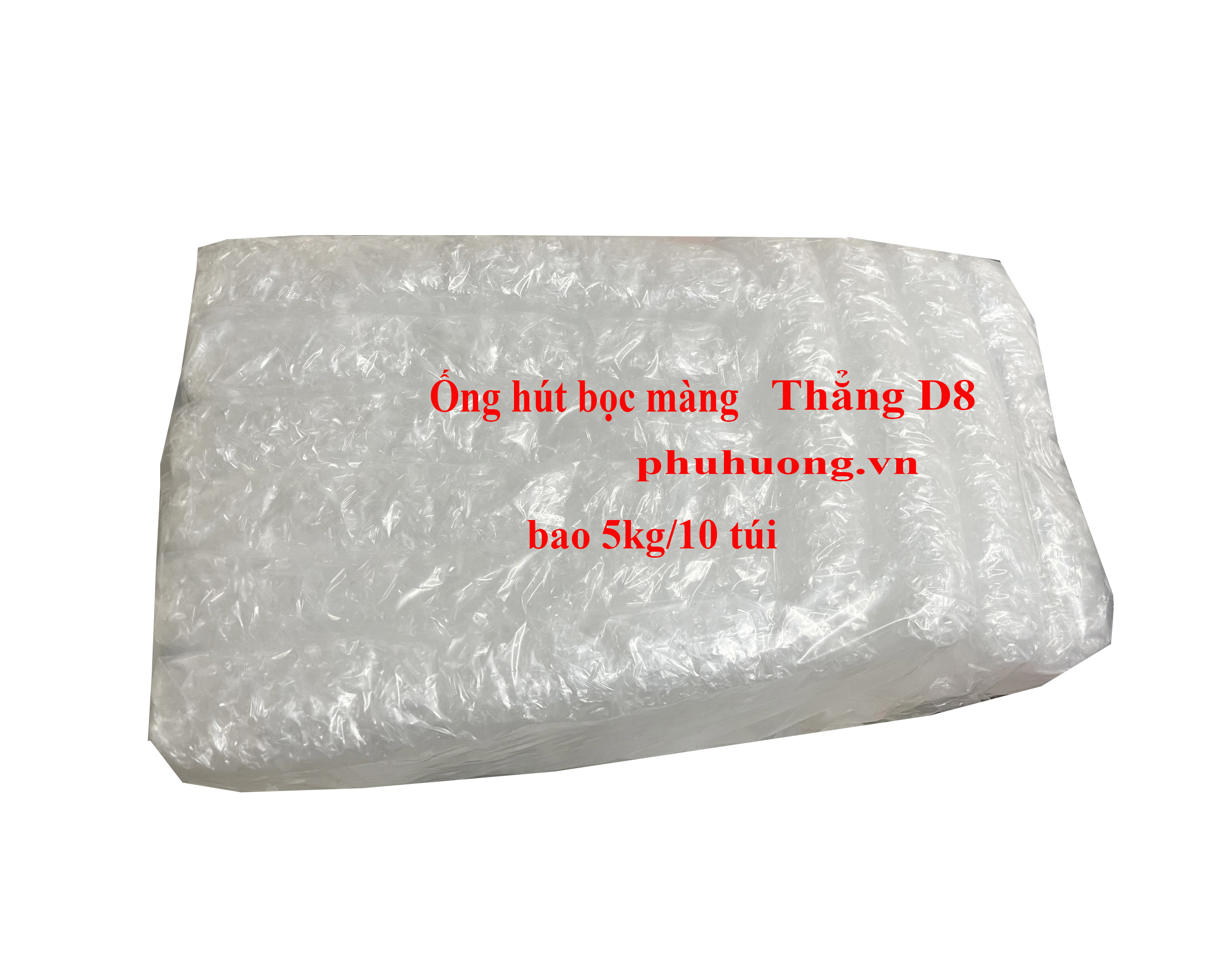 Ống hút D8 trắng có màng - bao 5kg/10 bịch