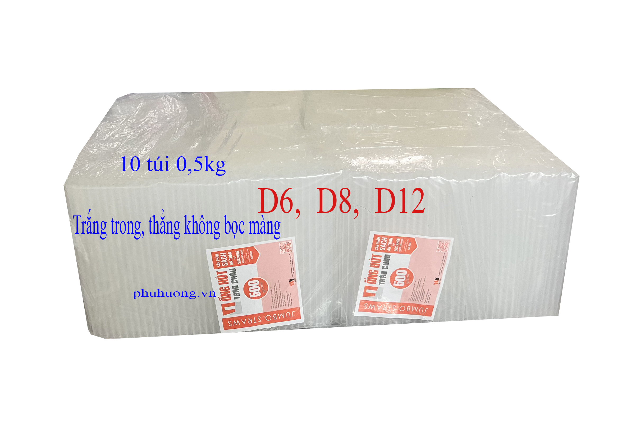 Ống hút D6 trong, nhọn không bọc màng - bao 5kg
