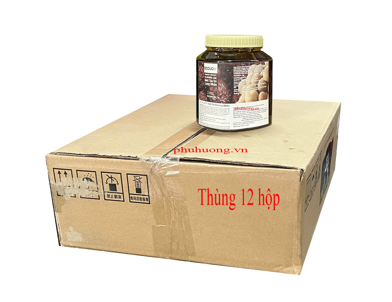 Mứt Boduo táo đỏ long nhãn 1kg - Thùng 12 hộp