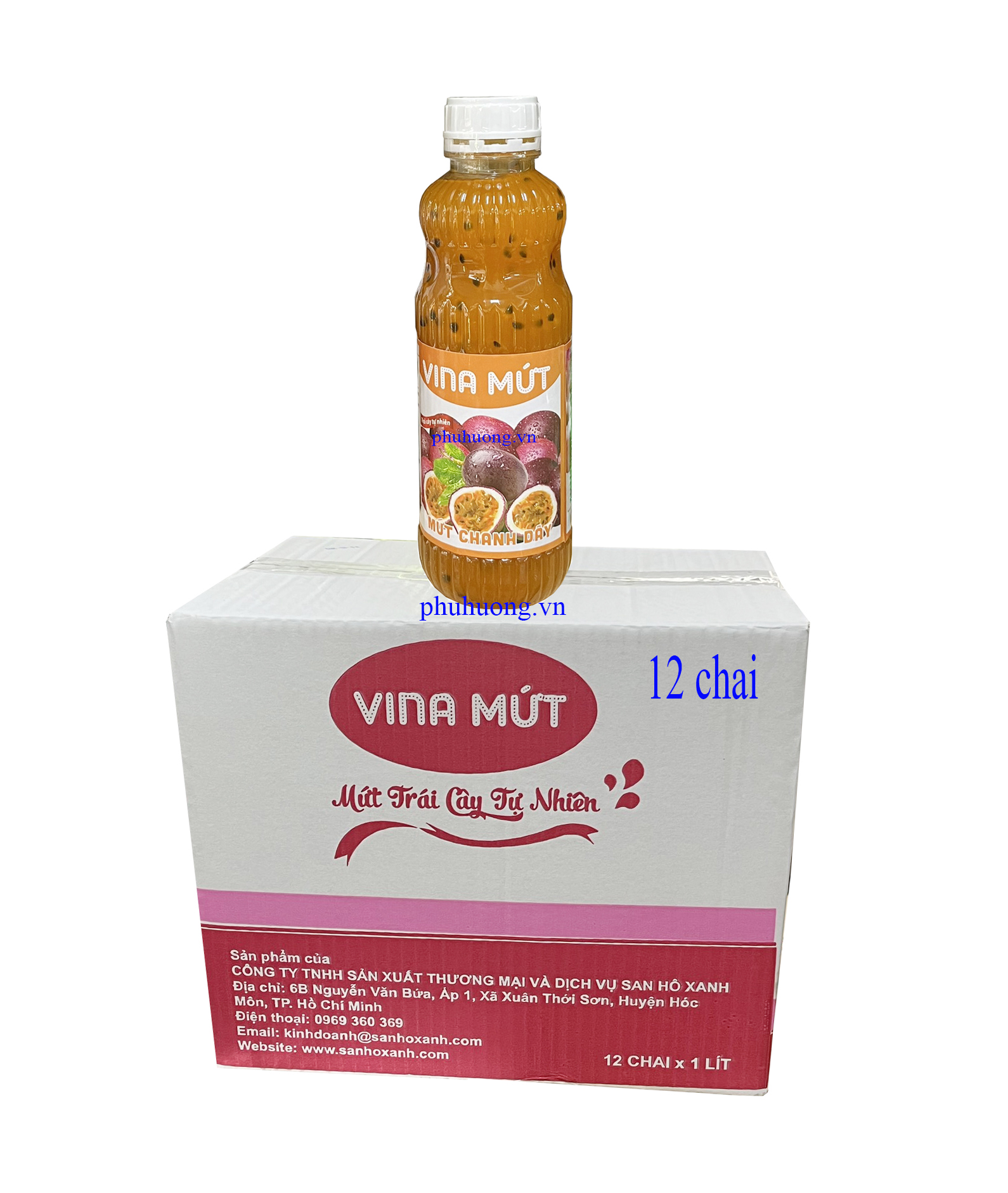 Vina mứt - Mứt chanh dây - thùng 12 chai 1L