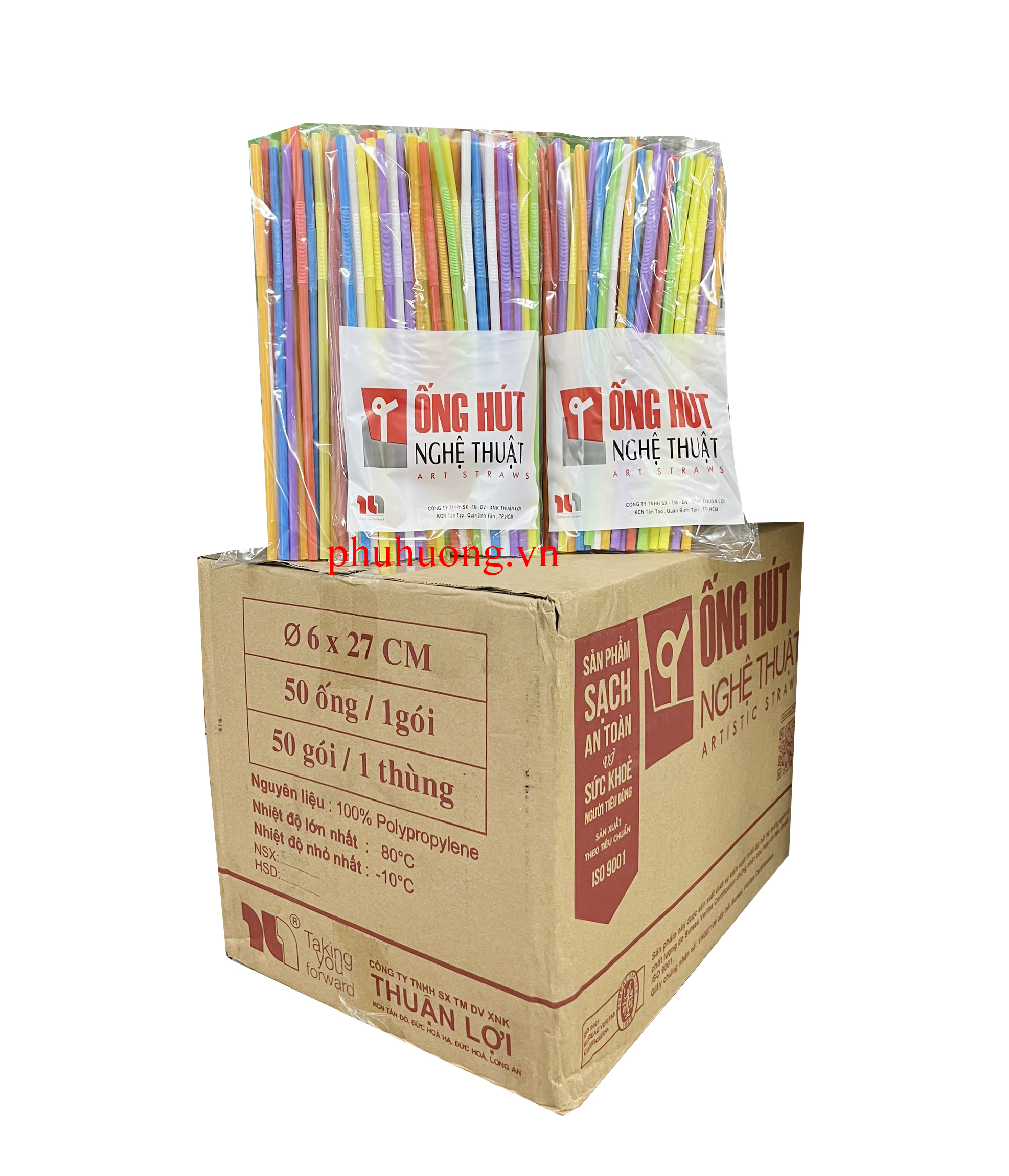 Ống hút nghệ thuật màu - Thùng 50 bịch