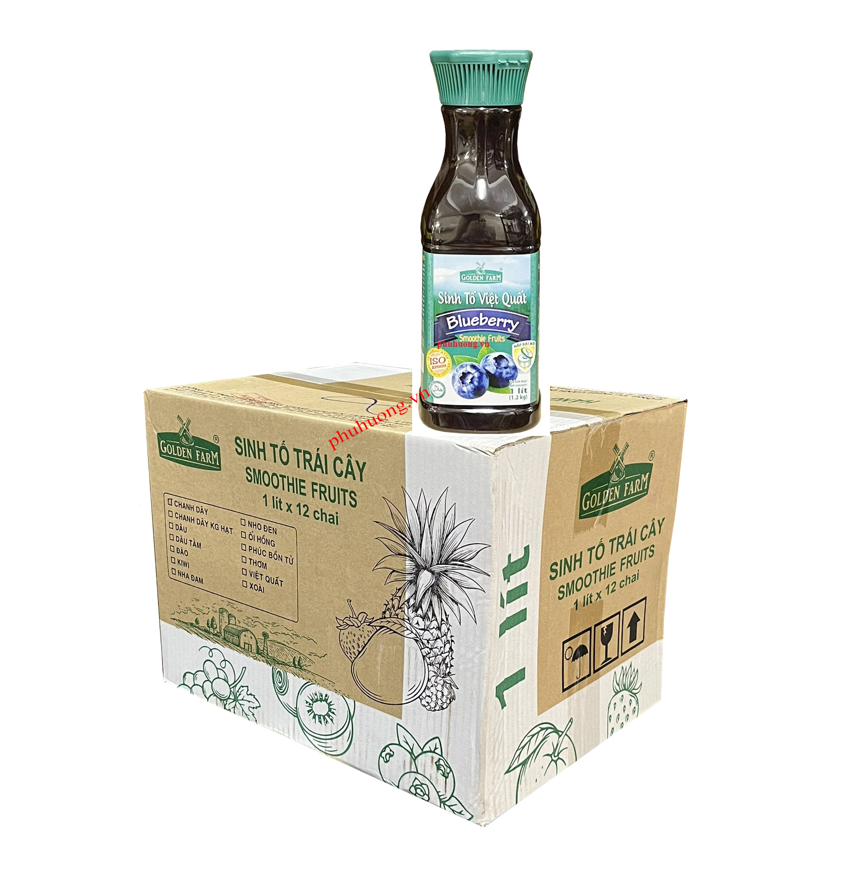 Sinh tố Golden Farm việt quất 1L - Thùng 12 chai