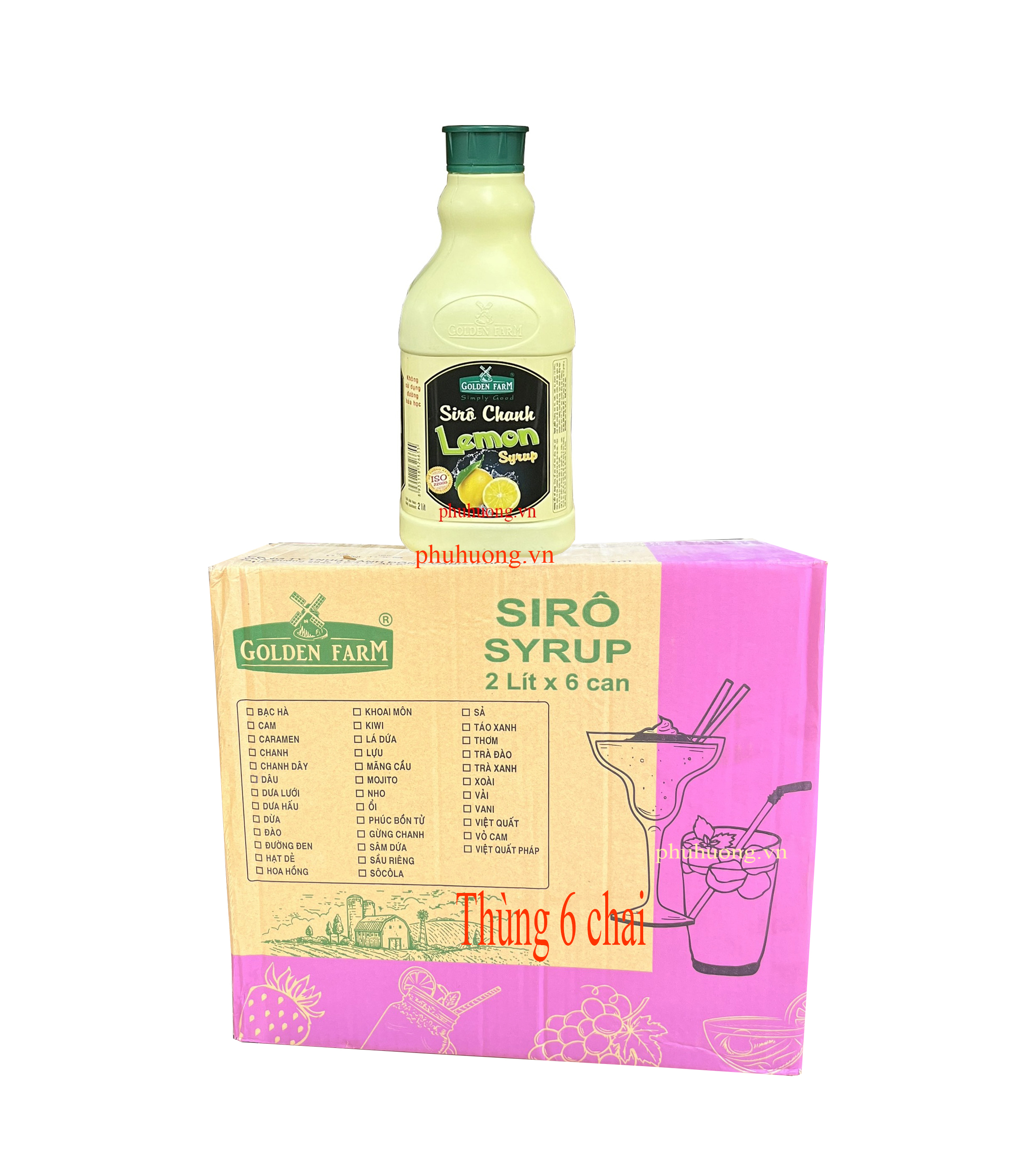 Siro chanh vàng Golden Farm 2L - Thùng 6 chai