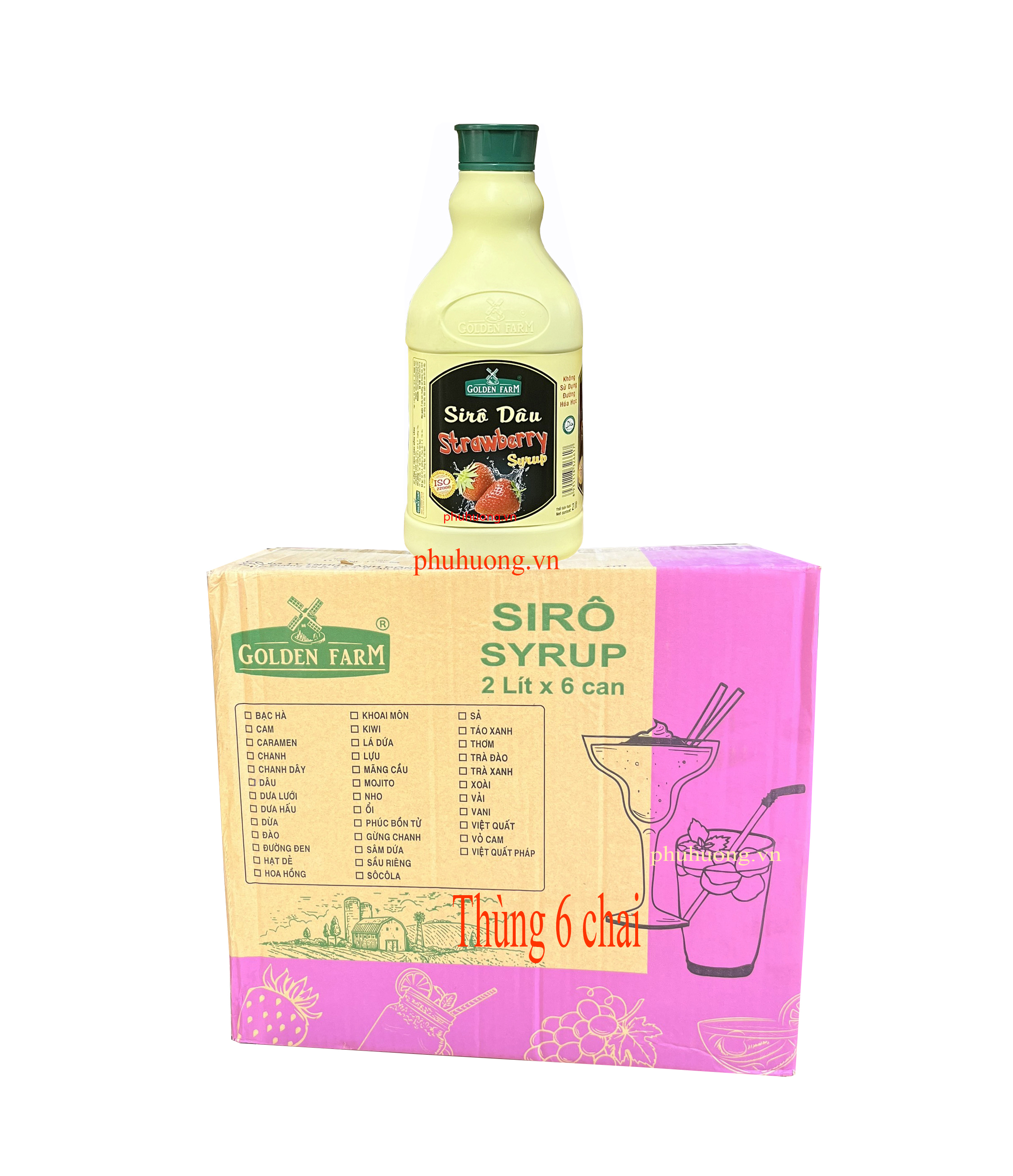 Siro dâu Golden Farm 2L - Thùng 6 chai