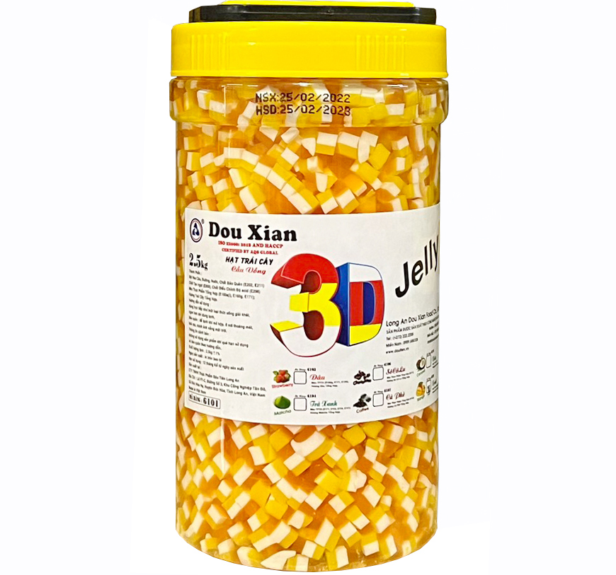 Thạch 3D hạt trái cây 3 màu 2,5kg 