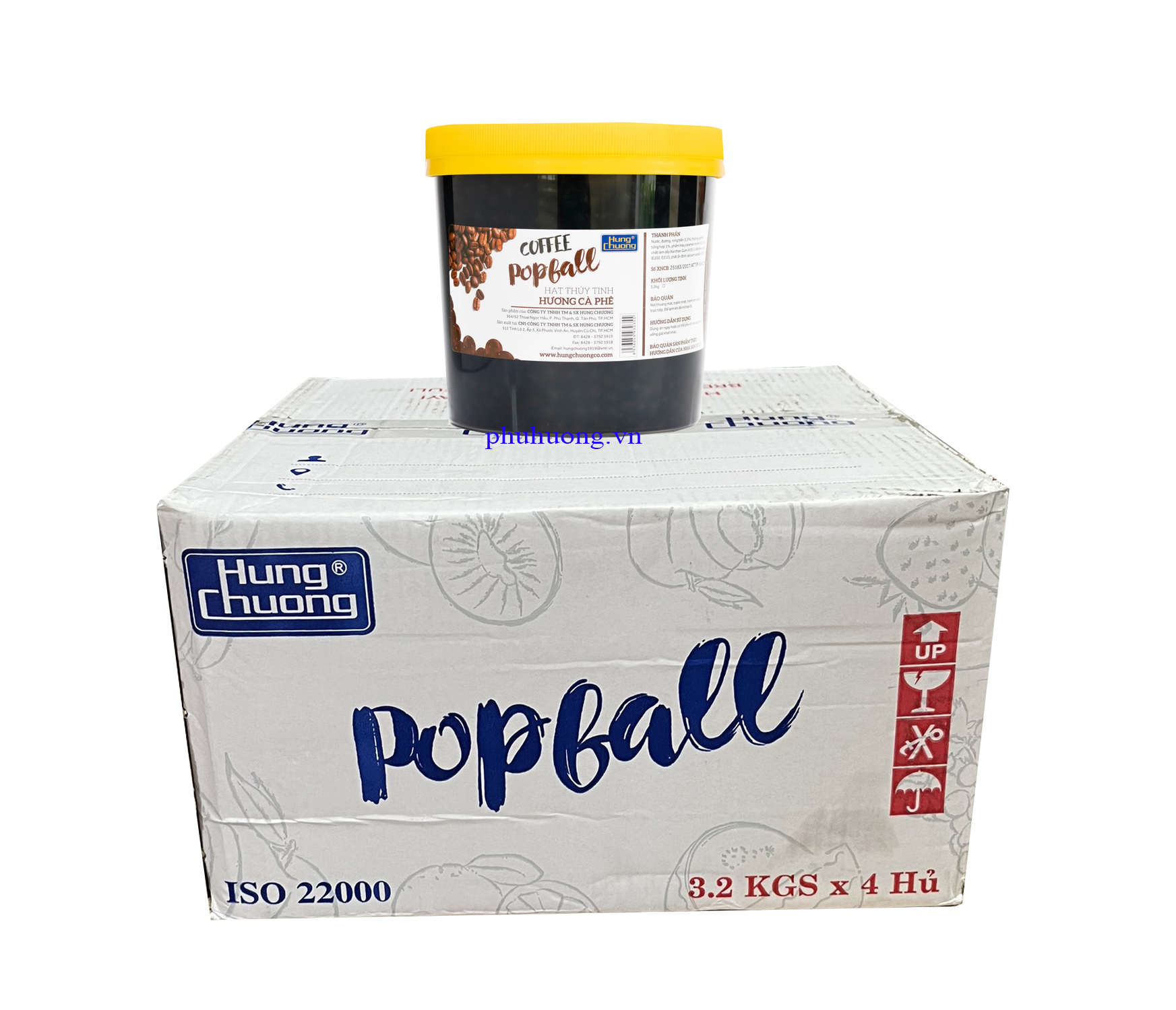 Hạt thủy tinh Hùng Chương hương cà phê 3,2kg - Thùng 4 Hũ