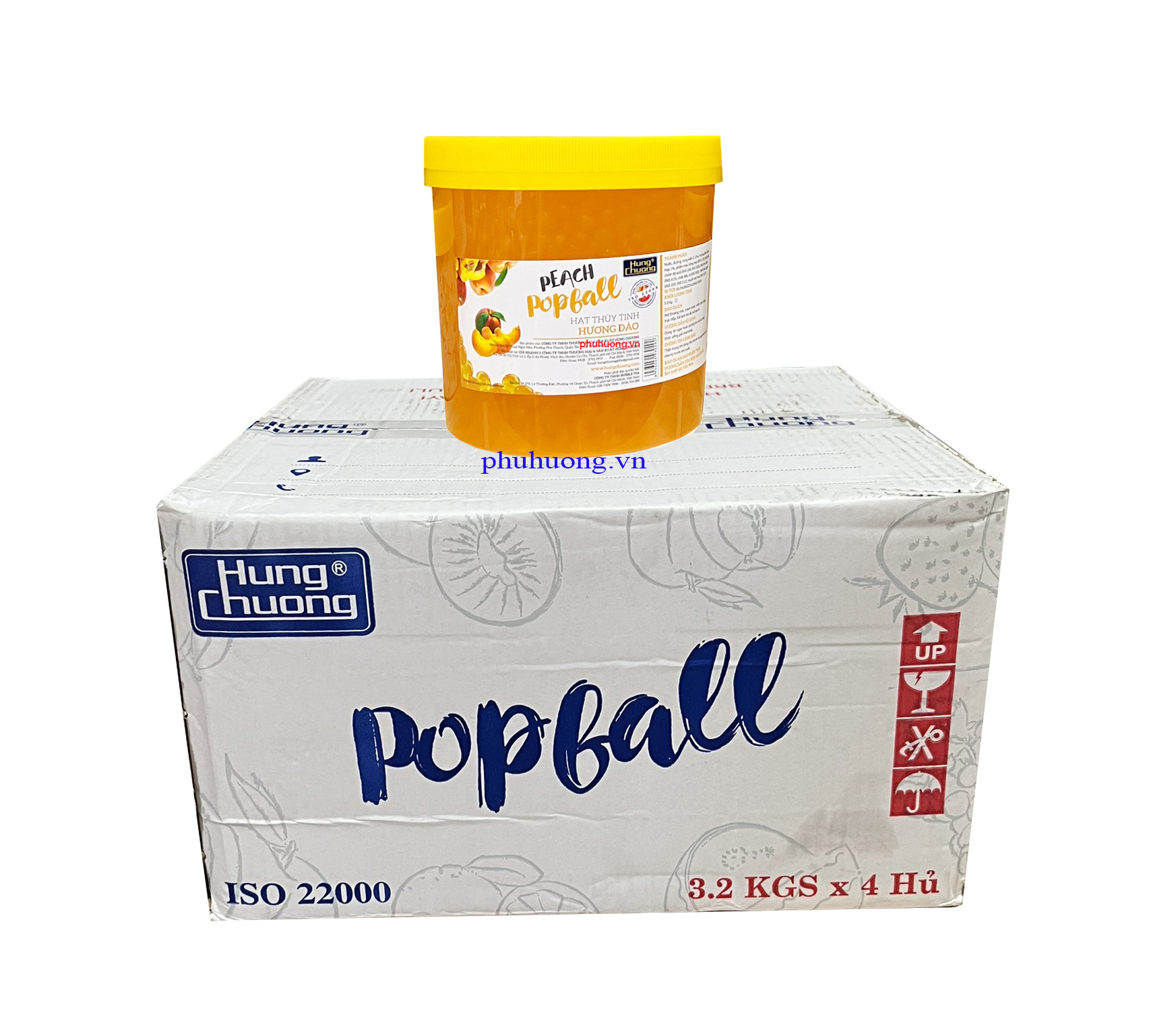 Hạt thủy tinh Hùng Chương hương đào 3,2kg - Thùng 4 Hũ