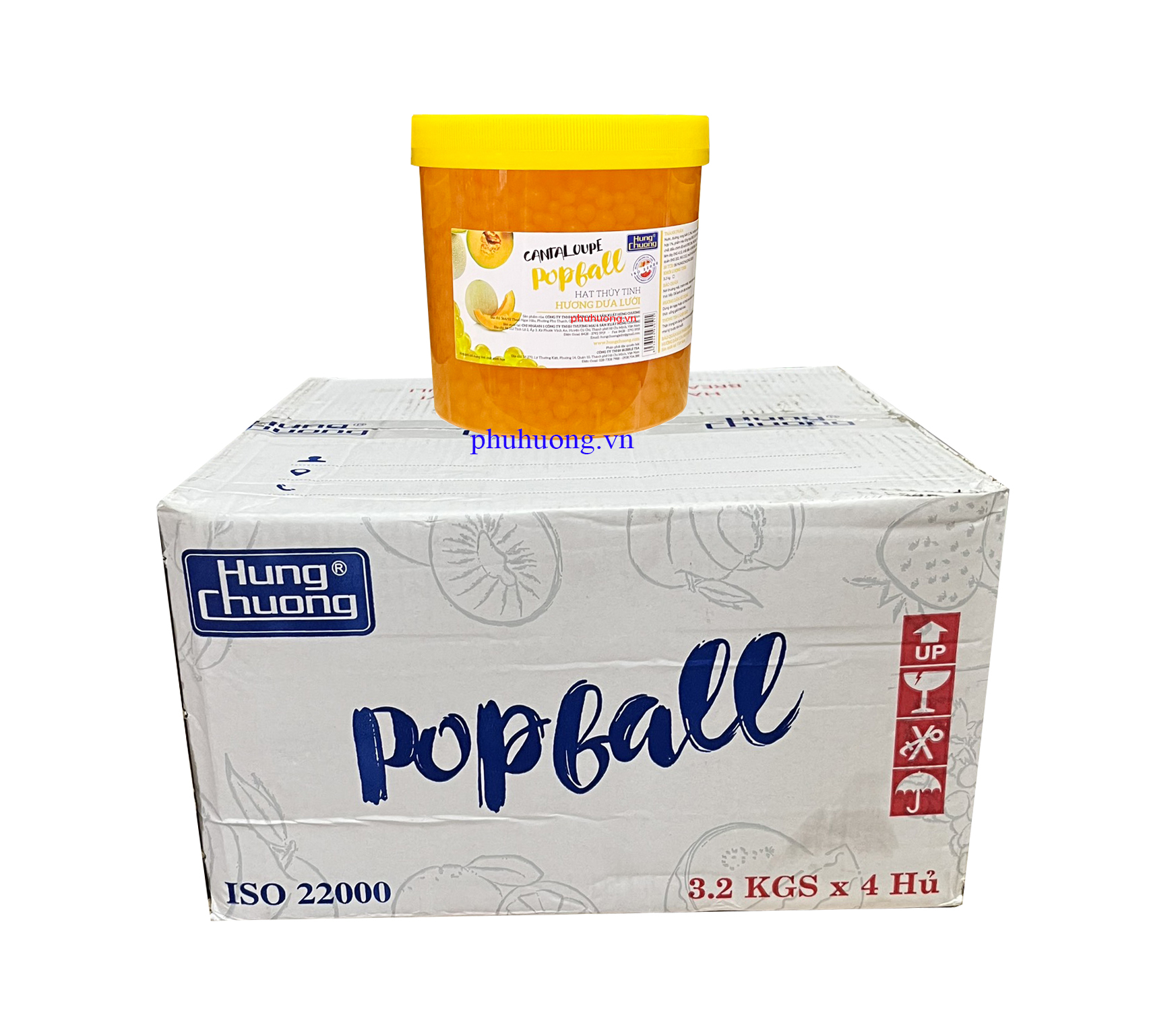 Hạt thủy tinh Hùng Chương hương dưa lưới 3,2kg - Thùng 4 Hũ