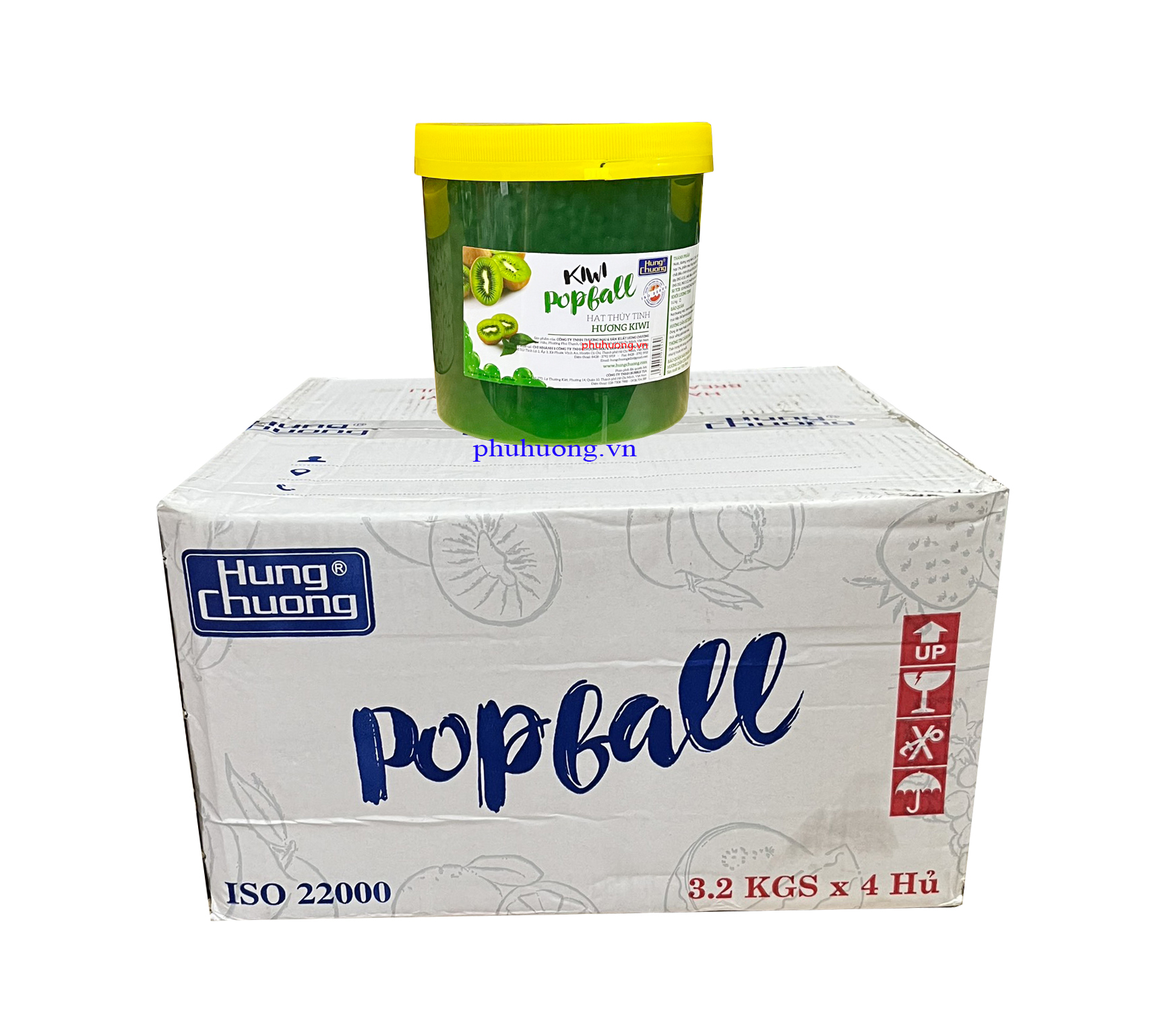 Hạt thủy tinh Hùng Chương hương kiwi 3,2kg - Thùng 4 Hũ