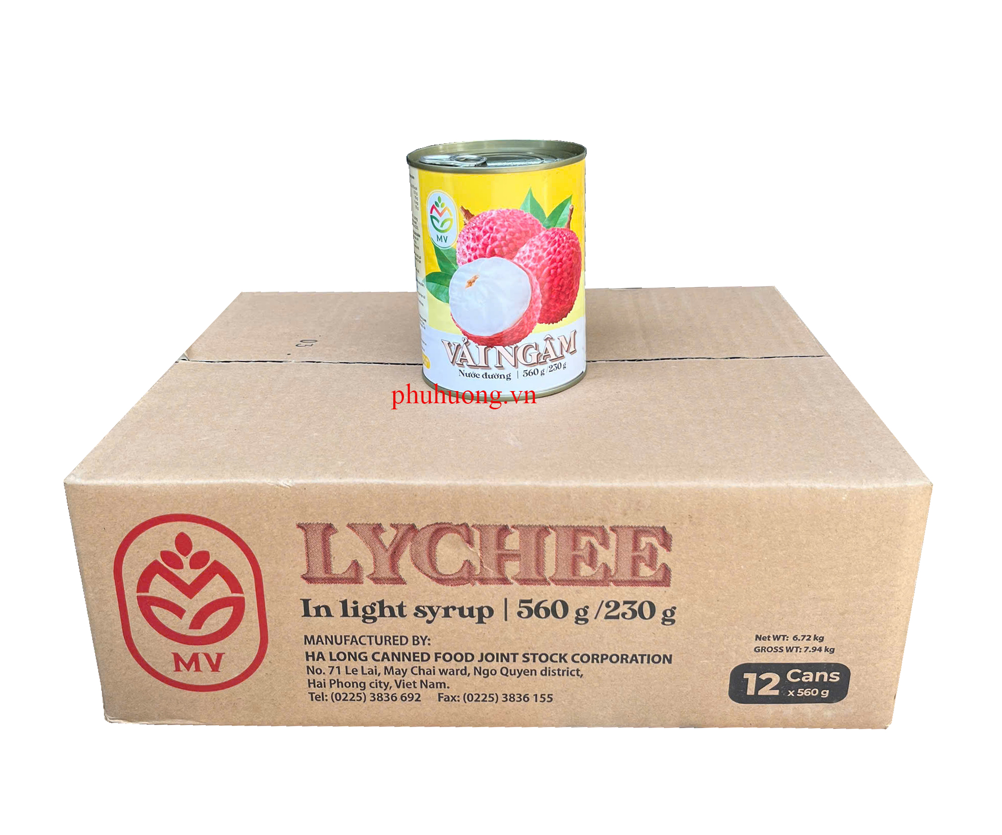 Vải tươi MV 567g - THÙNG 12  lon