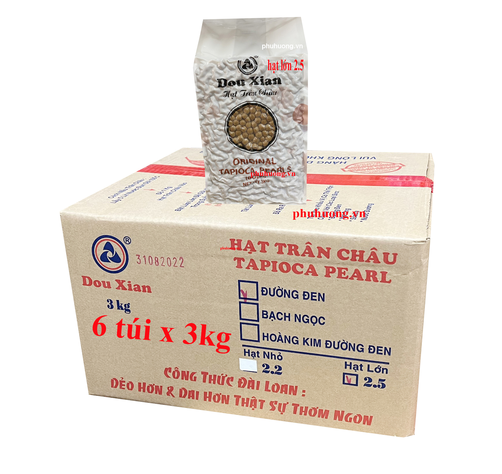 Trân châu đen 3kg Dou Xian - 2.5 Thùng*6