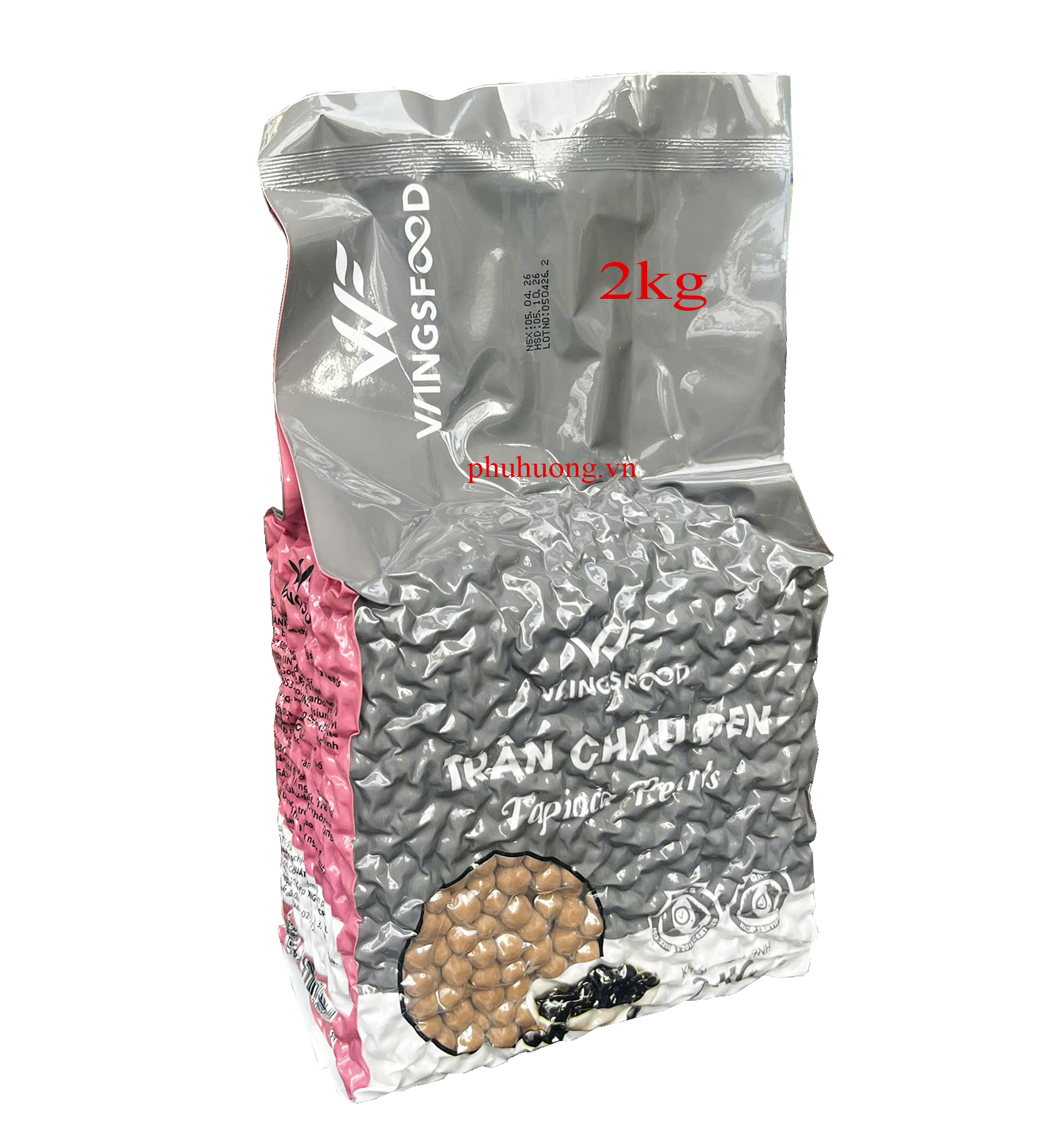 Trân châu Wing 2kg Đen tapioca Pearl PL (Thùng 10 túi)
