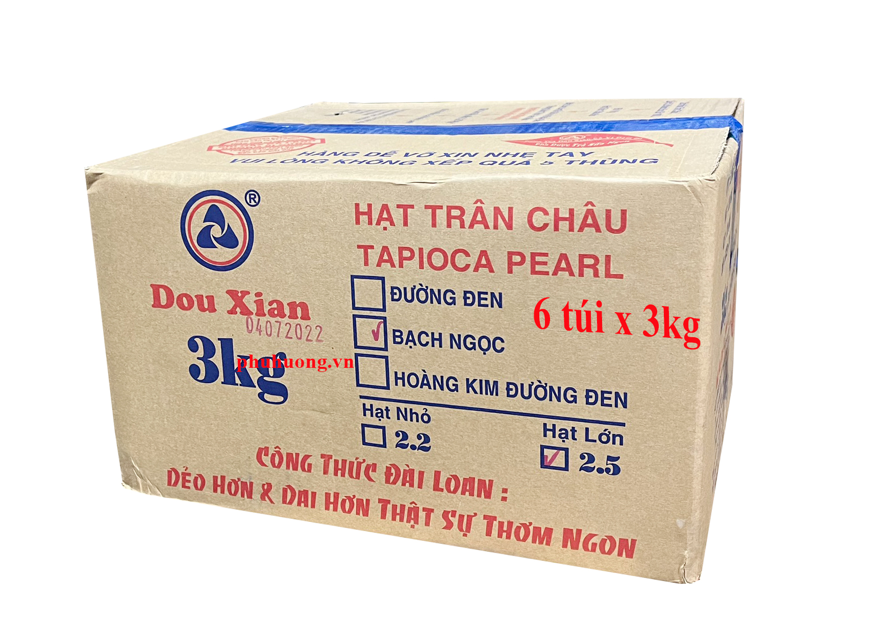 Trân châu trắng 3kg Dou Xian - 2.5 Thùng*6 (TRẮNG)