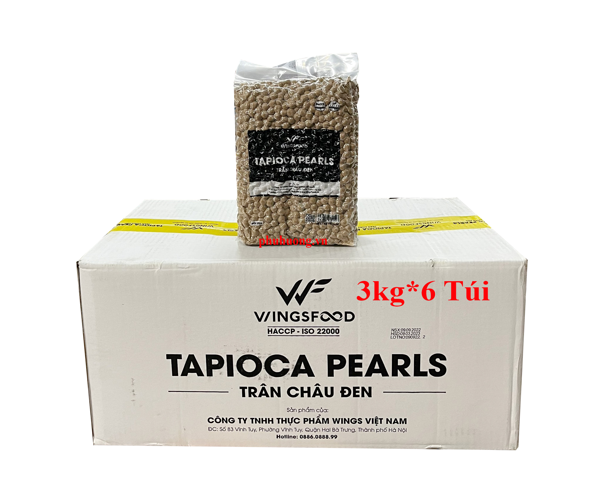 Trân châu đen Wings Việt Nam - THÙNG 6 TÚI*3kg