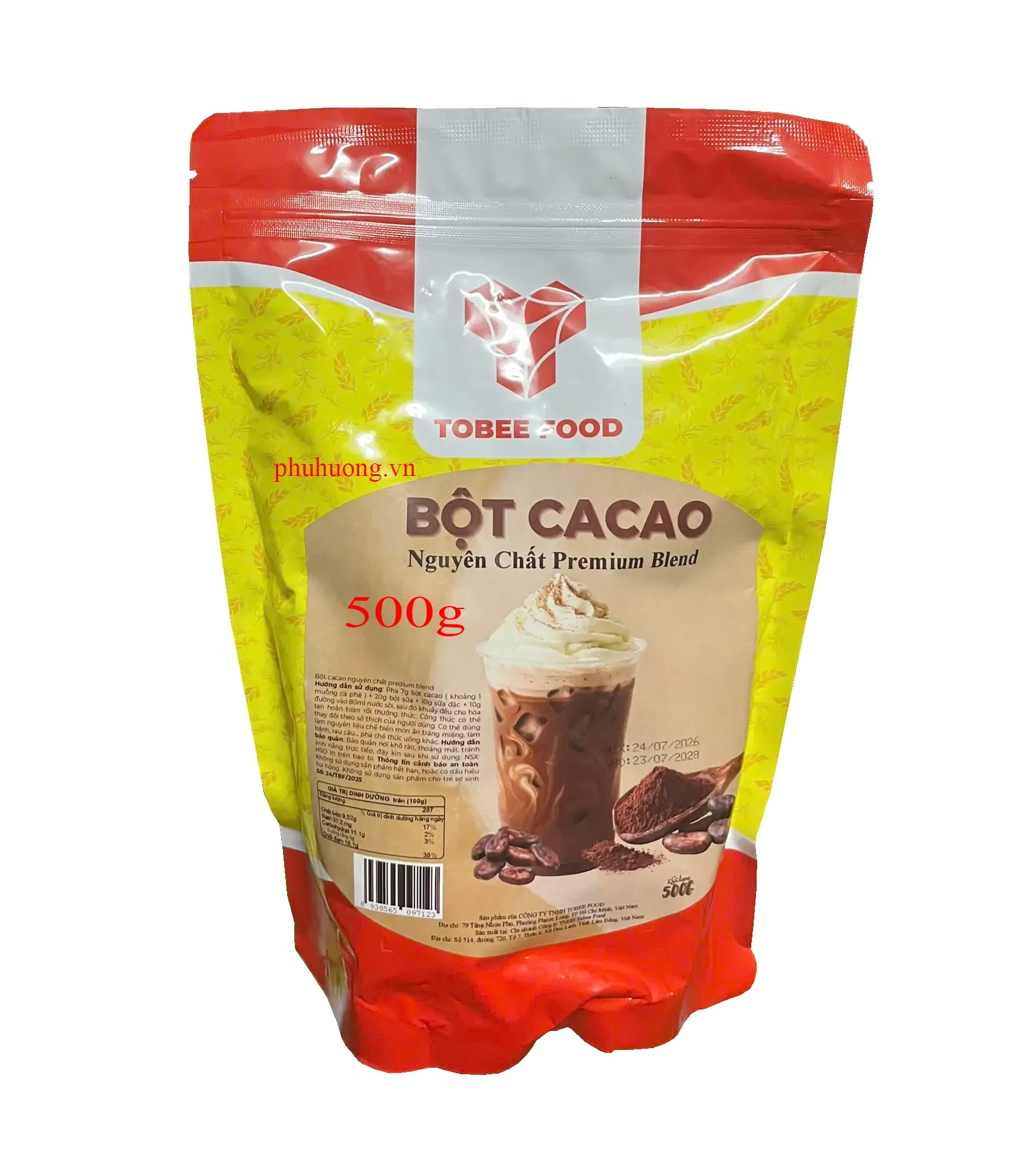 Bột cacao nguyên chất Primium Blend Tobe Food 500g