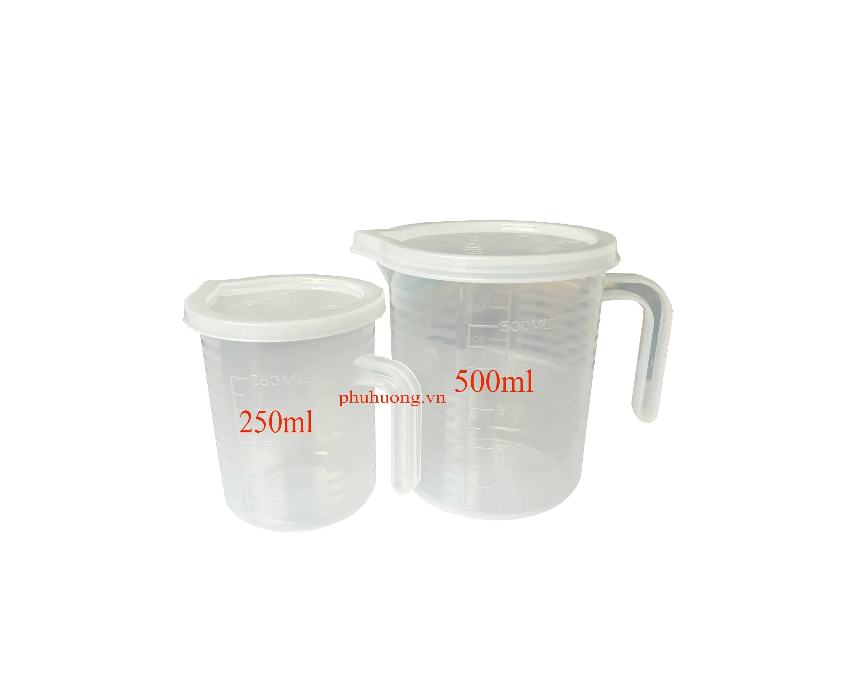 Ca đong nhựa 500ml (vạch trắng có nắp)