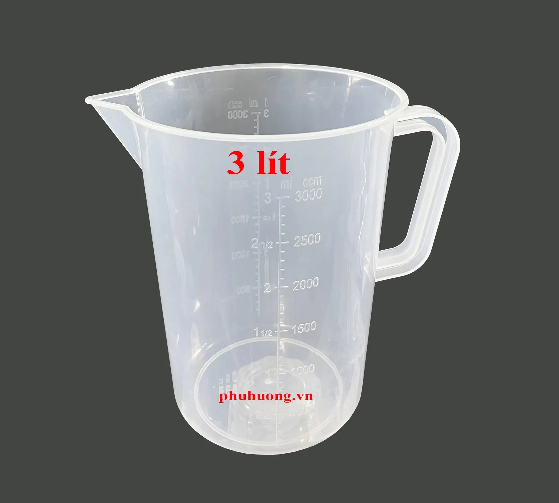 Ca đong nhựa có vạch chia 3 Lít (nhựa trong không nắp)