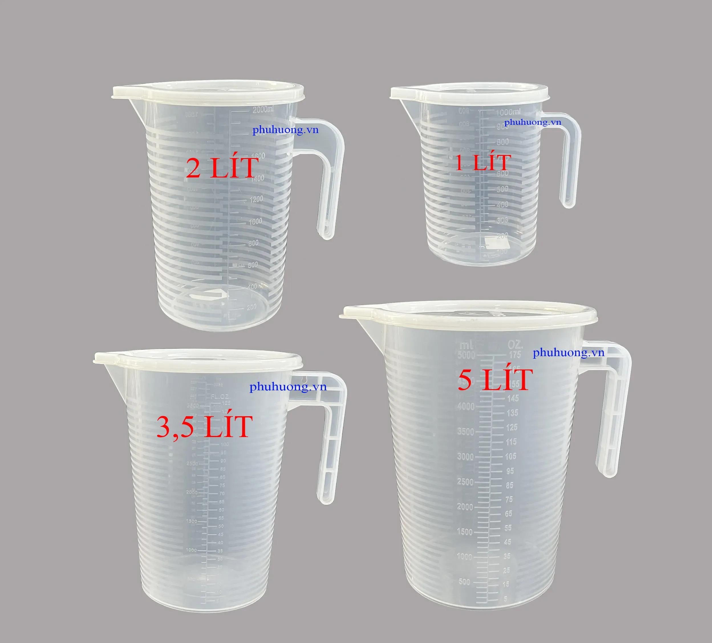 Ca đong nhựa có nắp 5000ml (vạch trắng)