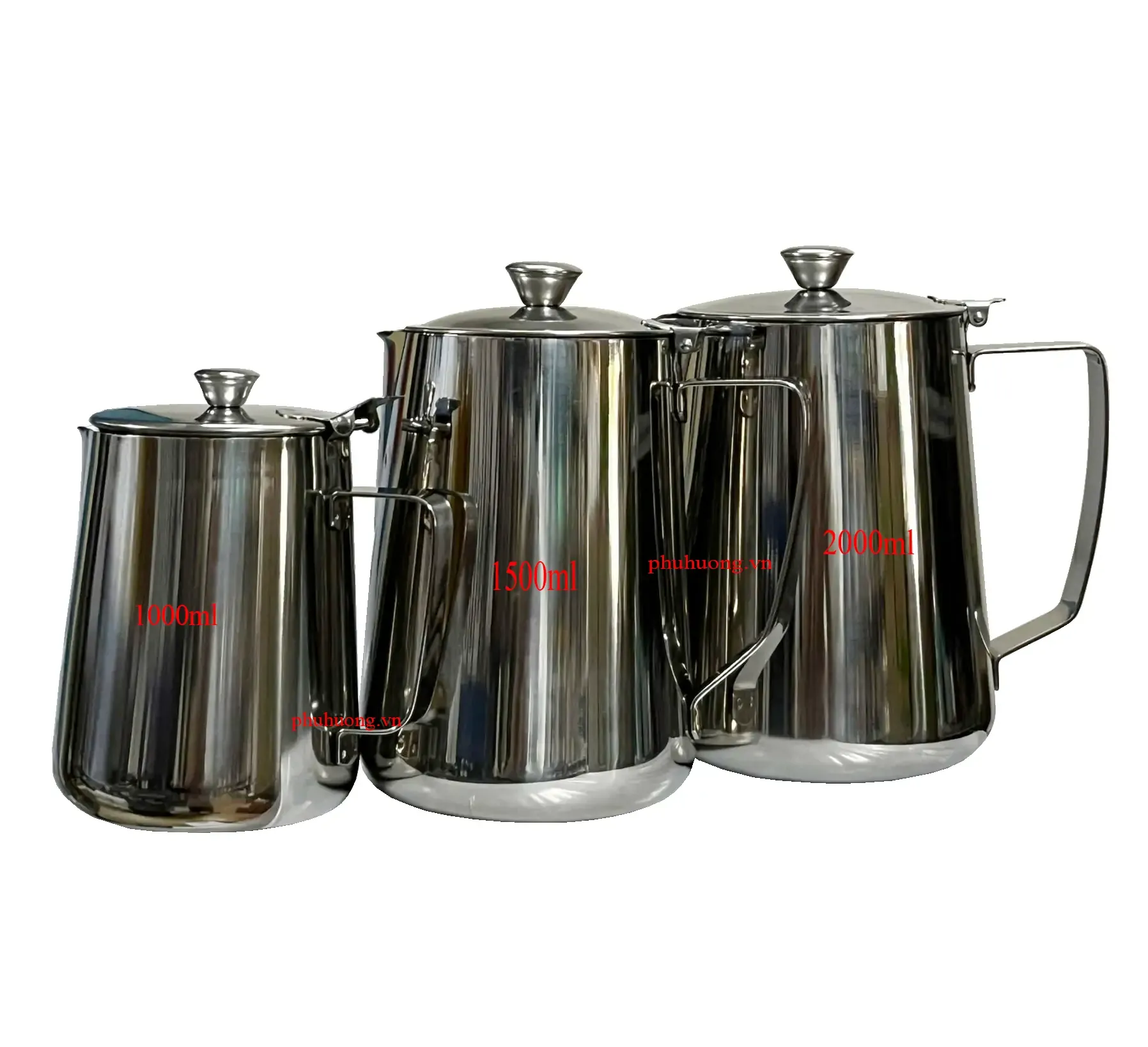 Ca inox có nắp vòi ngắn 2000ml - inox 201