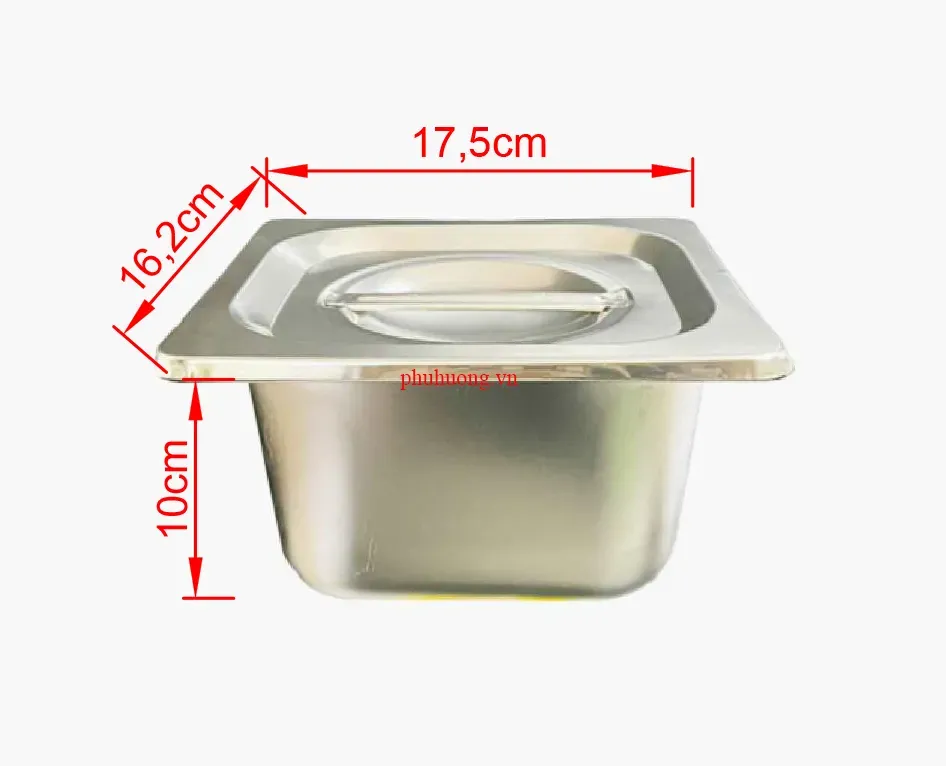 Khay inox 1/6xH100 có nắp