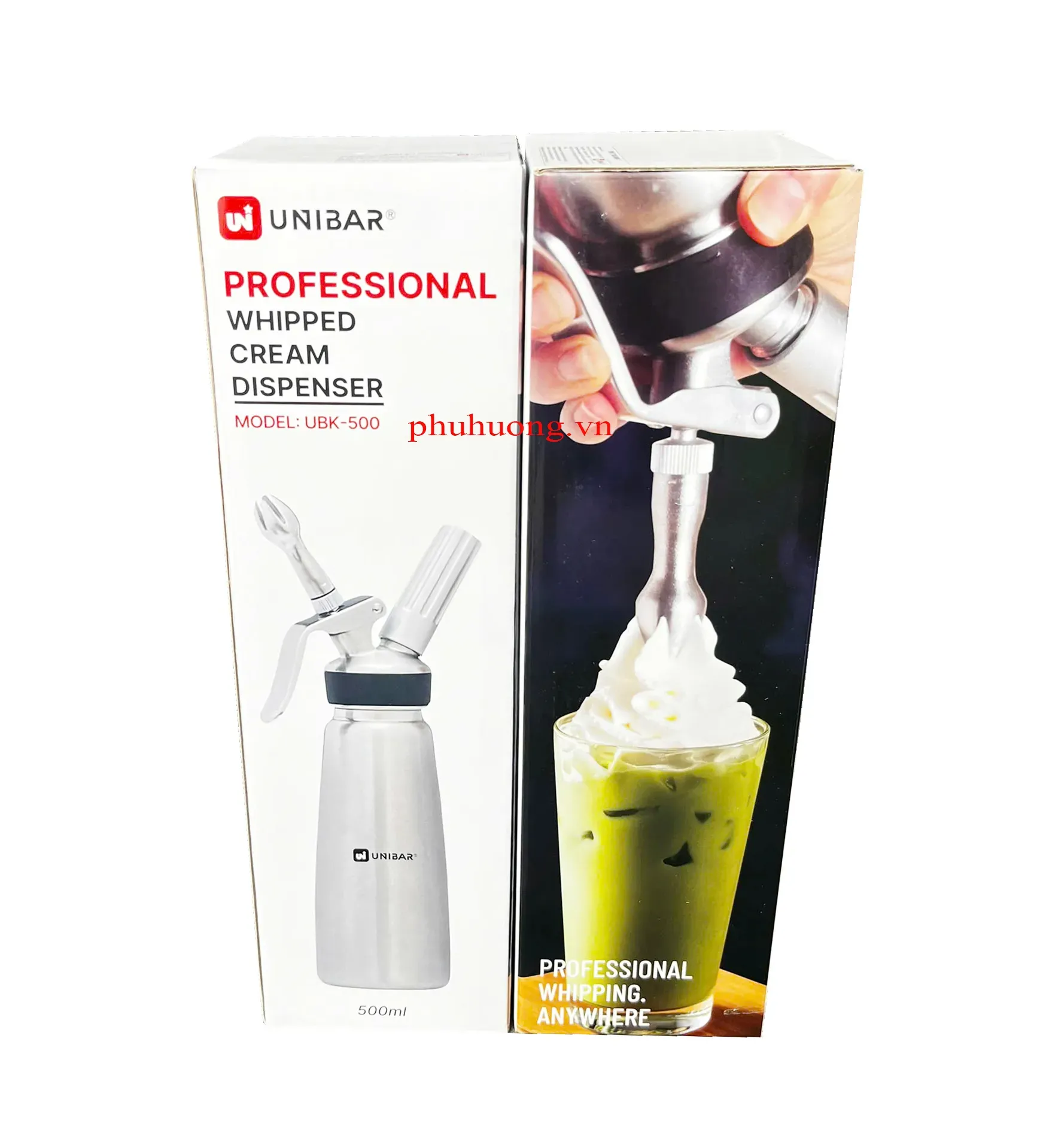 Bình đựng thực phẩm có đầu xịt dùng để bơm xịt kem (UBK-500, inox - 500ml)