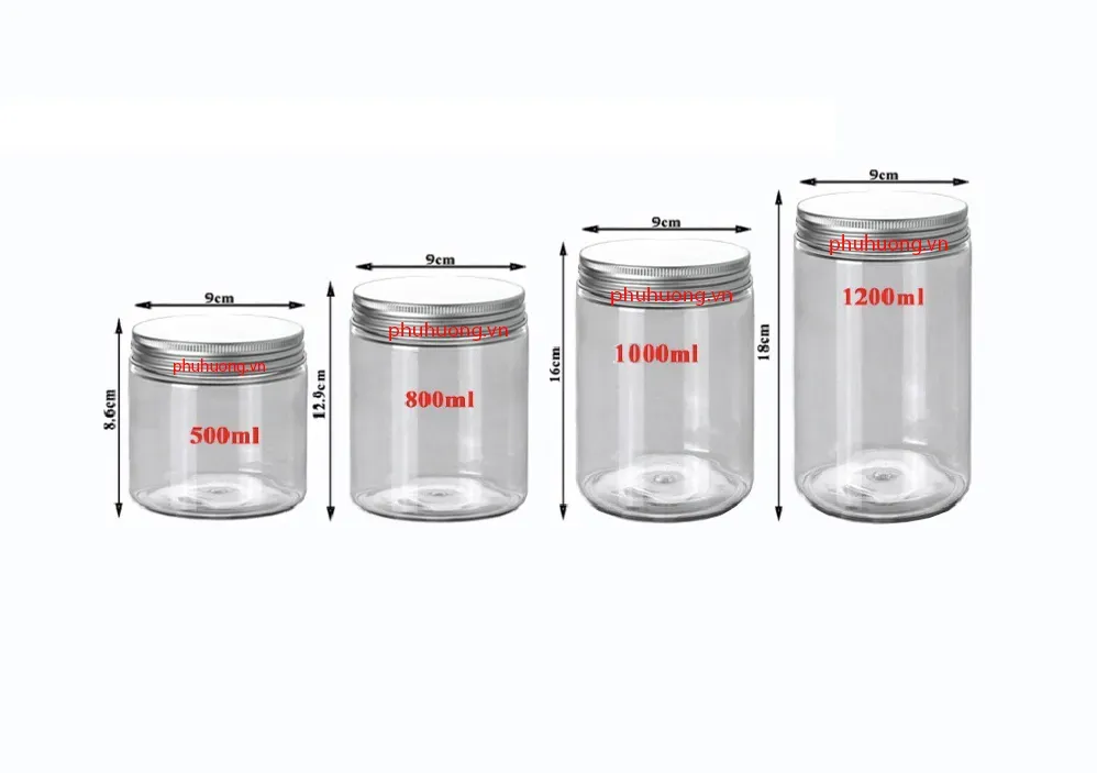 Hũ Nhựa Nắp Nhôm 1000ml