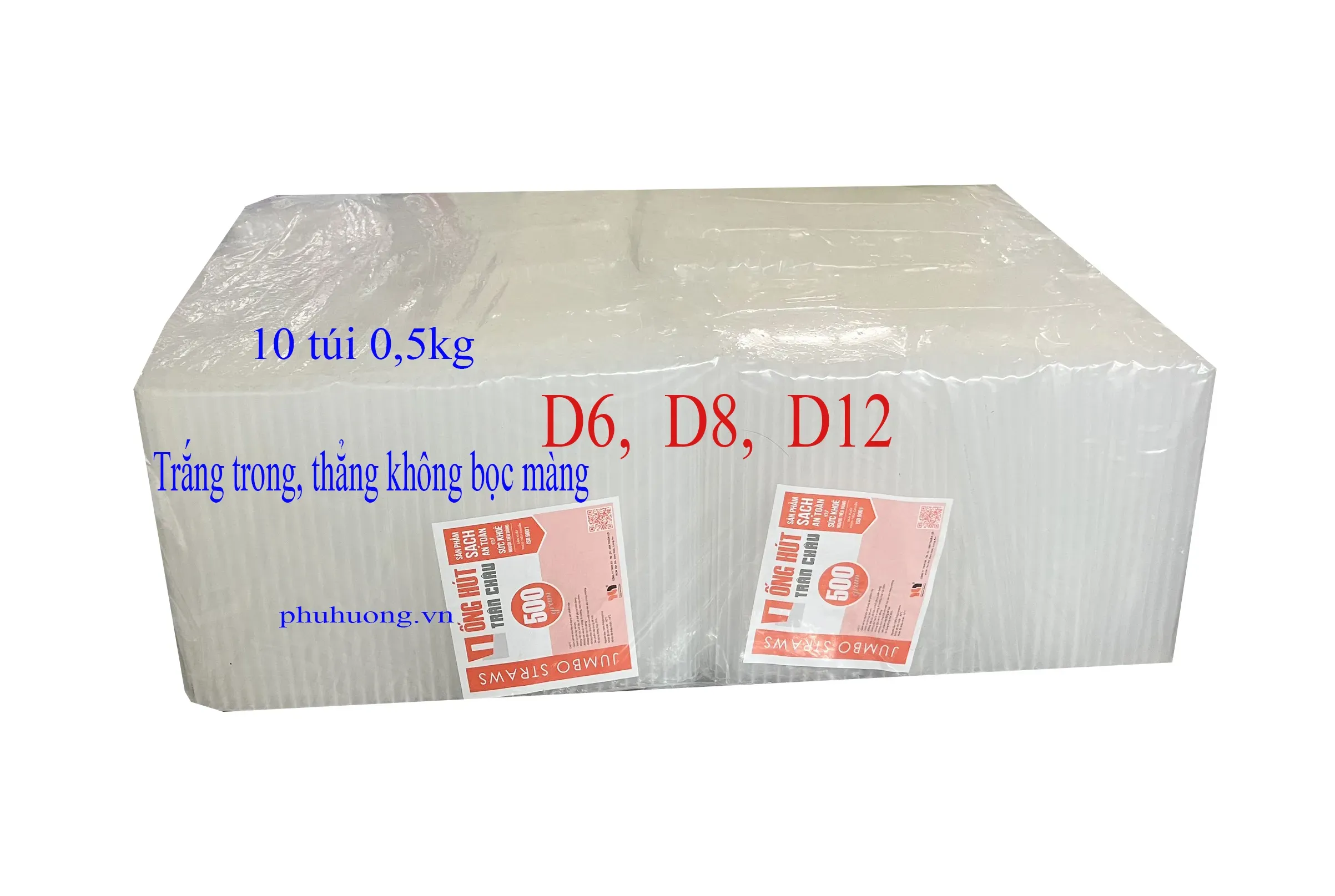 Ống hút D8 trong, nhọn không bọc màng - bao 5kg