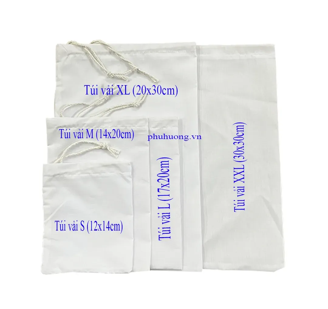 Túi lọc trà vải cotton M (14x20cm)