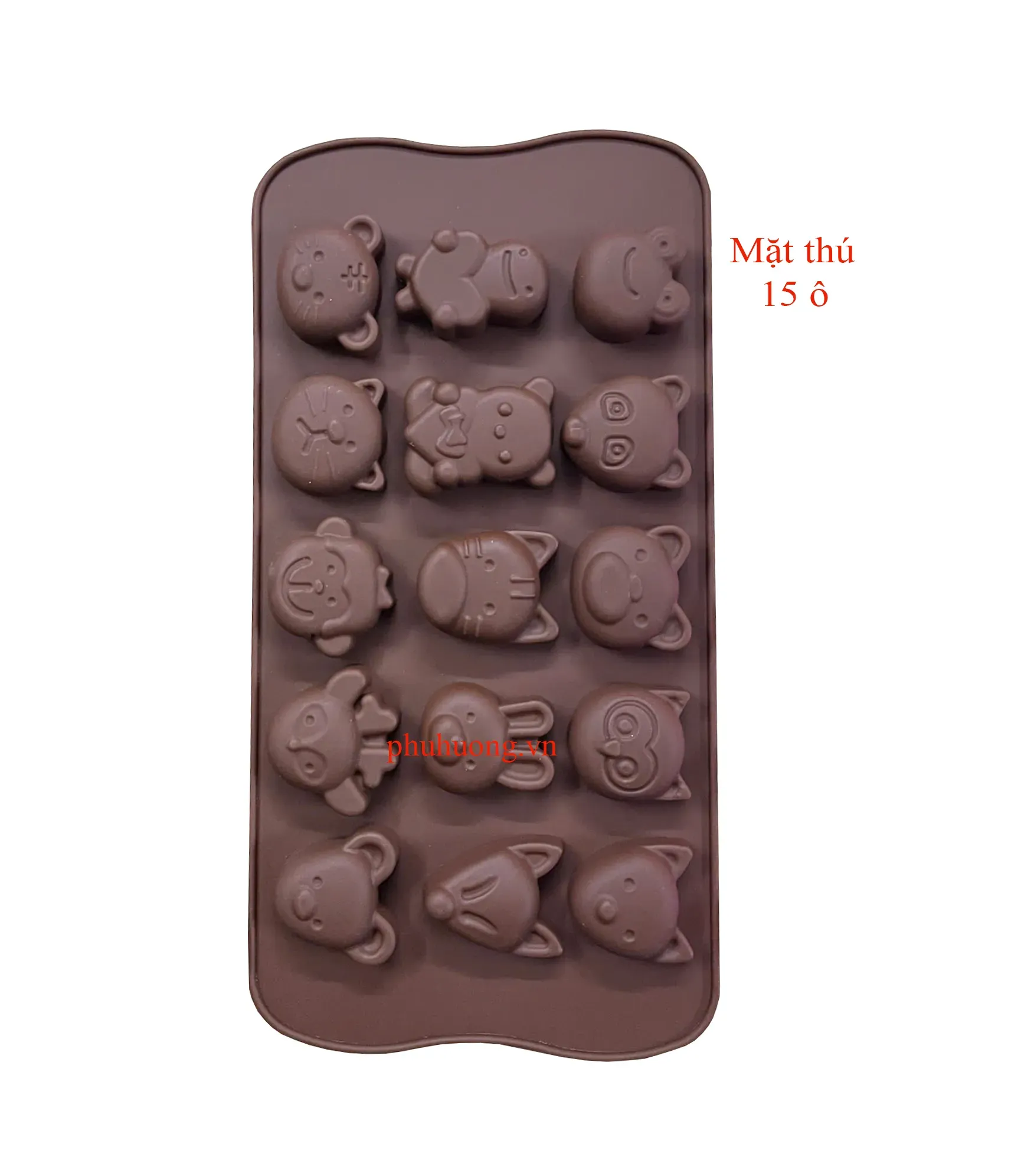 Khuôn silicon mặt thú 15 ô