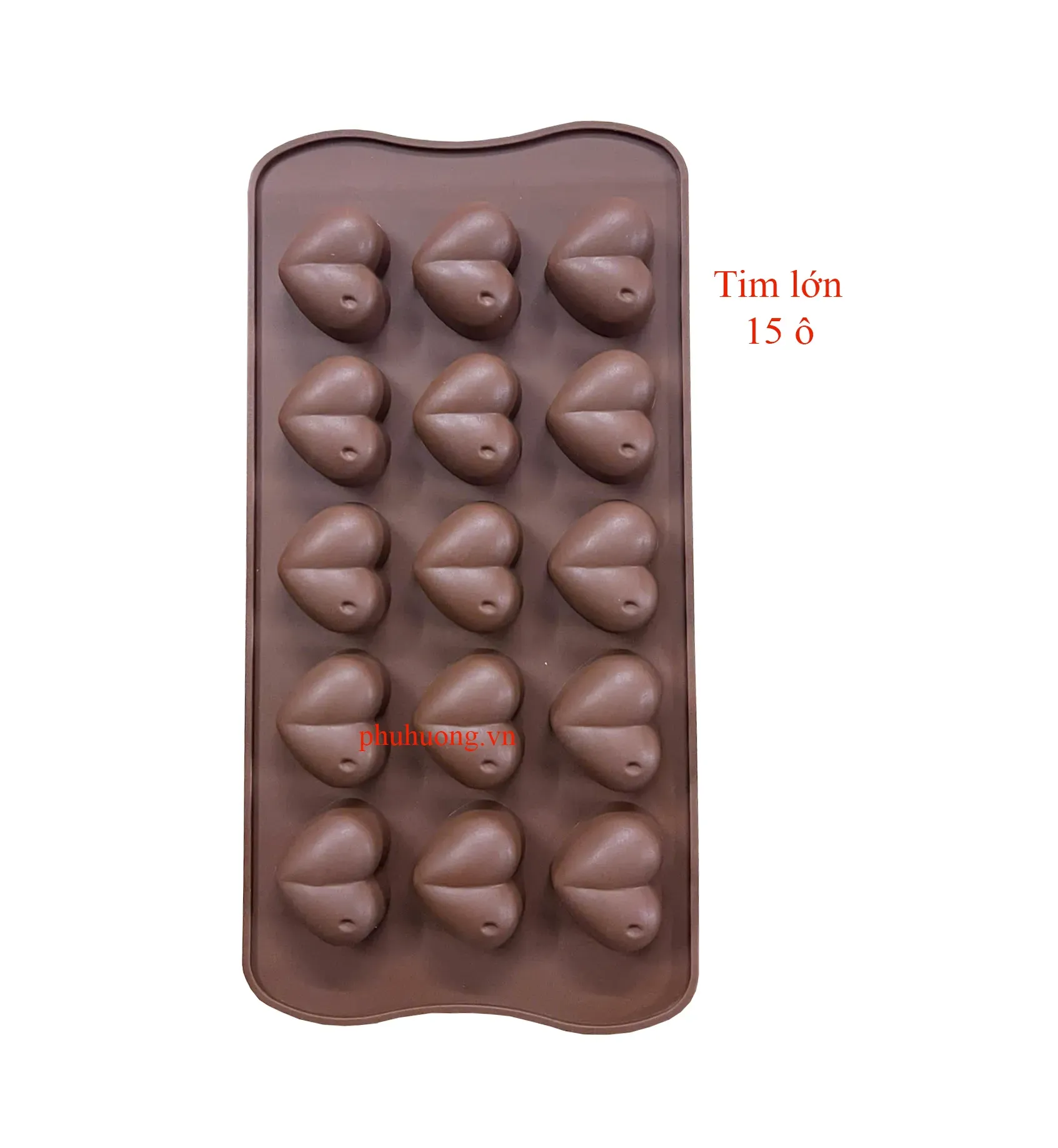 Khuôn silicon tim lớn 15 ô